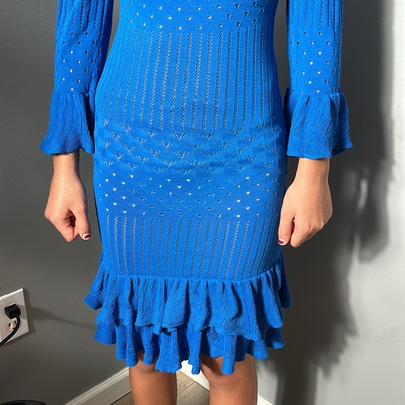 Bebe Knit Dress Ruffle Chest and Hem size Small - Picture 7 of 14